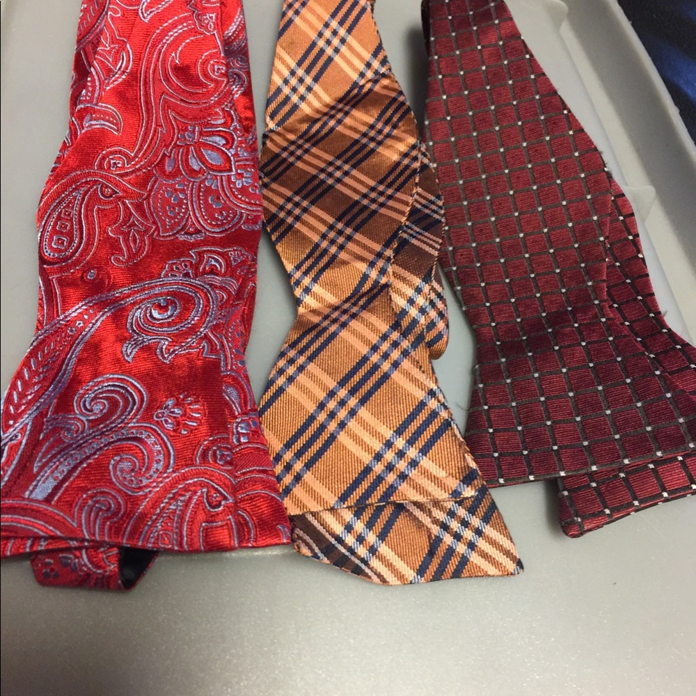 3 handsome men’s self tie bow ties, all silk